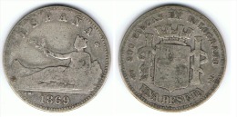 ESPAÑA I REPUBLICA  PESETA 1869 PLATA SILVER C9 - Verzamelingen