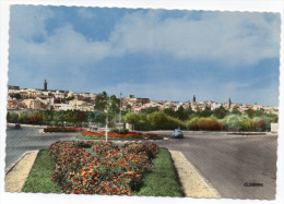 Maroc--MEKNES--Rond-Point Ben-Ameur--Vue Sur La Médina (voiture Peugeot 203),cpsm 15 X 10 N° 95.401.69 éd La Cigogne - Meknes