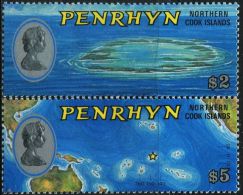 AS3615 Penrhyn 1974 Queen Map 2v MNH - Geography