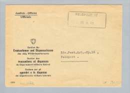 Motiv Militär 1940-04-25 Aushilfsstempel Feldpost 17 Schweiz - Cartas & Documentos