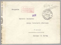 Motiv Militär Kriegsgefangene 1943-11-11 (Chiasso) Zensurierter Brief Ins Int.L.Jens - Labels