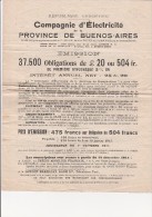STATUTS COMPAGNIE D'ELECTRICITE DE LA PROVINCE DE BUENOS - AIRES  -ARGENTINE- 1911 - Sonstige & Ohne Zuordnung