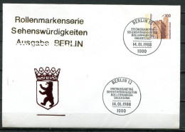Berlin 1988 Privatganzsache Berlin Mi. Nr.PU 143 Mit  SST"Berlin 12 -Erstausgabe Sehenwürdigkeiten Rollenmarke " 1 Beleg - Sobres Privados - Usados