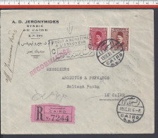 EGYPTE - 1931 -  LETTRE RECOMMANDE DU CAIRE VERS LE CAIRE ET RETOUR A L'ENVOYEUR - - Cartas & Documentos