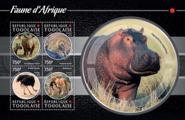 Togo 2015, Animals, Hippo, Rhino, Felin, 4val In BF - Struzzi