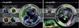 Togo 2015, Animals, Gorillas, 4val In BF +BF - Gorilas