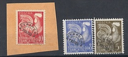 FRANCE PREO  COQ GAULOIS  YT  107-119-121  SG - 1953-1960