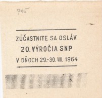J1994 - Czechoslovakia (1945-79) Control Imprint Stamp Machine (R!): Celebrations Anniv. Slovak National Uprising (1944) - Proofs & Reprints