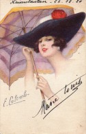 Femme Avec Ombrelle Et Chapeau - Colombo, E.