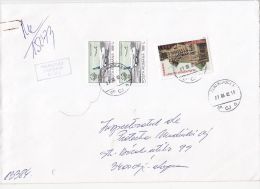 2241FM- PLANE, BUCHAREST POSTAL PALACE, STAMPS ON REGISTERED COVER, 2002, ROMANIA - Lettres & Documents