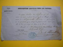 Reçu Souscription Annuelle Pour Les Pauvres 1856 Paroisse De La Ste Trinité Marseille Duc De ... - Religion & Esotericism
