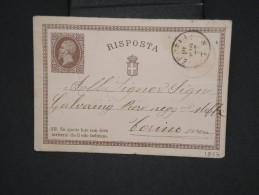 ITALIE-Entier Postal De Verceil Pour Turin En 1877    à Voir     P5968 - Postwaardestukken