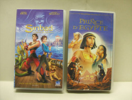 2 X K7 CASSETTE VIDEO VHS Secam : SINBAD La Légende Des Sept Mers + Le PRINCE D'EGYPTE - Dibujos Animados