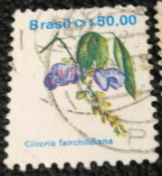 Brazil 1990 Flowers Clitoria Fairchildiana 50cr - Used - Used Stamps