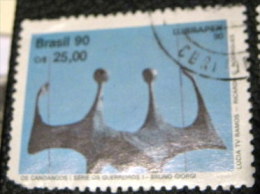 Brazil 1990 Brazilian-Portuguese Stamp Exhibition Sculpture 25.00cr - Used - Gebruikt