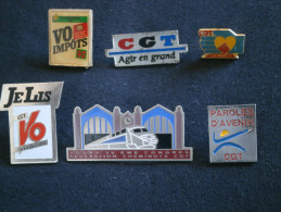 LOT De 6 PIN'S  CGT Cheminots TGV ... - Lots