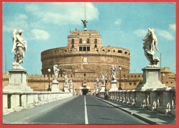 CARTOLINA VG ITALIA - ROMA - Ponte E Castel S. Angelo - 10 X 15 - ANN. TARGHETTA Buona Pasqua 1964 - Castel Sant'Angelo