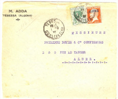 LPP7/B - ALGERIE PASTEUR 45c ET CASBAH 5c SUR LETTRE TEBESSA / ALGER 1/??/1927 - Covers & Documents