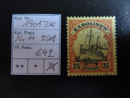 1901  " Kolonial-Schiffszeichnung "   25 Pfennig  Geprüft Ohne Wz.    Gestempelt   LOT 642 - Isole Caroline