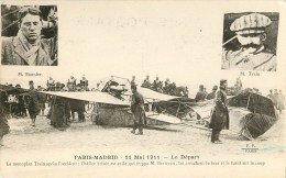 Le Monoplan Trai Après L'accident Lors Du Paris-Madrid - 21 Mai 1911 - Portraits De M. Bonnier & M. Train . Cpa - Incidenti