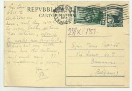 REPUBBLICA ITALIANA CART. POSTALE SPEDITA IL 27-11-51 - 1946-60: Poststempel