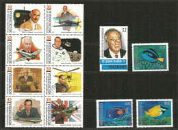 Année 1995. 12 T-p Neufs ** (aviateurs:Louis Breguet,Hugo Junkers,Leroy Grumman,etc. Israeli PM Yitzhak Rabin, Poissons) - Marshallinseln