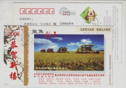 Combine Harvester,rice Field,China 2006 Yugan Agriculture Developement Base Advertising Pre-stamped Card - Landbouw