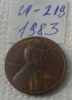 1 Cent - 1983 - USA - (Lot U 219) - 1959-…: Lincoln, Memorial Reverse