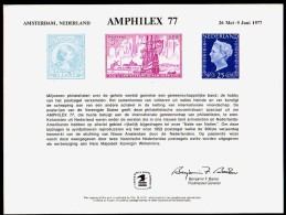 US VS United States 1977 - Souvenir Card - Amphilex 77 (Netherlands) - Recordatorios