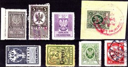POLAND Fiscals Small Collection - Errors & Oddities