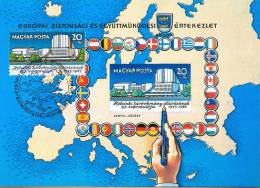 HUNGARY - 1985.Maximum Card Sheet - Helsinki Agreement,10th Anniversary(Map,Flag9 Mi:Bl.179 - Maximumkaarten