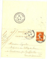 LPU9/B - FRANCE CARTE LETTRE SEMEUSE CAMEE 10c DATE 913 PARIS / TOUFFAILLES 4/10/1909 - Letter Cards