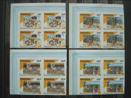 RWANDA 1990 Nr 1384/1387 BLOCS OF 4 IMPERFORATED / MNH ** / COT. 70 EUR / 1991 - Ongebruikt