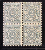 Wurttemberg 1875-1900 2pf Blk Of 4 MNH - Postfris