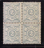 Wurttemberg 1875-1900 2pf Blk Of 4 Mint - Ungebraucht