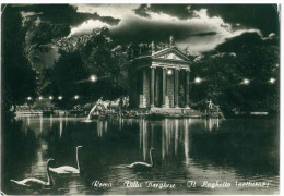 XXX CARTOLINA BIANCO E NERO – LAZIO - ROMA – VILLA BORGHESE IL LAGHETTO (NOTTURNO) VIAGGIATA 1960 VERSO TORINO – INDIRIZ - Parken & Tuinen