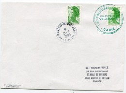 Dateur De MONTOIR DE BRETAGNE+ Cachet Lineas Maritimas Espanolas VELAZQUEZ CADIZ Sur Env. Du 21/07/1983 - Maritieme Post