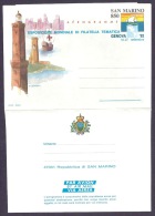 San Marino 1992 - Esposizione Mondiale Filatelia Tematica, Genova '92 Torri, Caravella, Towers Aerogramme - Cartas & Documentos