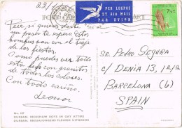 13187. Postal Aerera JOHANNESBURG (South Africa) 1966. DURBAN Rickshaw Boys In Gay Attire - Storia Postale
