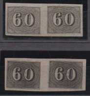 Brazil Brasil 2x Mi# 14 (*) Mint Pair 60R Verticais 2 Shades - Unused Stamps