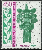 1989 México Mascara Del Dios Murciélago MASK Of The BAT GOD Zapoteca Culture Stamp MNH  ARCHAEOLOGY - Archeologia