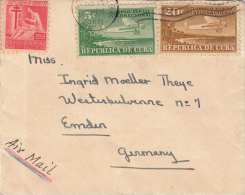 CUBA 1950 - 3 Fach Frankierung Auf Kleinem Brief Nach Emden - Lettres & Documents