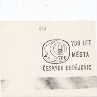 J2120 - Czechoslovakia (1945-79) Control Imprint Stamp Machine (R!): 700 Years Of City Ceske Budejovice - Proeven & Herdrukken