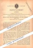 Original Patent - James Lyle In Paisley , Scotland , 1886 , Lamps With Atomized Fuel !!! - Renfrewshire