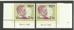 ESTLAND Estonia 1995 Louis Pasteur 2 Corner Stamps + Bestellnummer MNH - Louis Pasteur