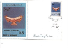 Myanmar -Musique -Xylophone ( FDC De 1998 à Voir) - Myanmar (Birmanie 1948-...)