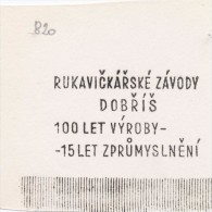 J2139 - Czechoslovakia (1945-79) Control Imprint Stamp Machine (R!): Dobris Glovemaker Factory; 100 Years Of Production - Proeven & Herdrukken