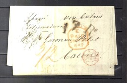 1842 GRAN BRETAÑA, CARTA COMPLETA CIRCULADA ENTRE LONDRES Y  CÁCERES, VIA FRANCIA. - Cartas & Documentos