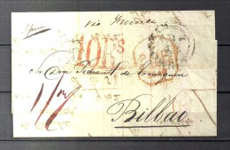 1842 GRAN BRETAÑA, CARTA COMPLETA CIRCULADA ENTRE LONDRES Y  BILBAO, VIA FRANCIA. - Storia Postale