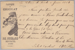 MOTIV SCHOKOLADE Chocolat 1889-06-05 CHAUX-d-FONDS Illustr. Chocolat Ph. Suchard GS. Kinder - Covers & Documents